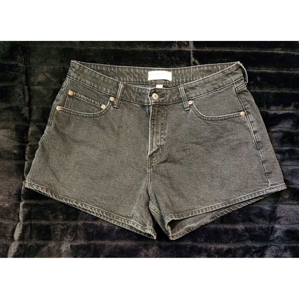 Abercrombie & Fitch A-Line Mid Rise dark Black Jean Shorts 32 Love Curve